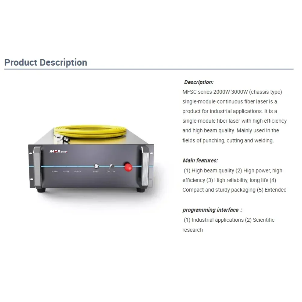 Laserbron Voor-máquina de afeitar de fibra, dispositivo de salida máxima, 1000W, 1500W, 2000W, 3000W