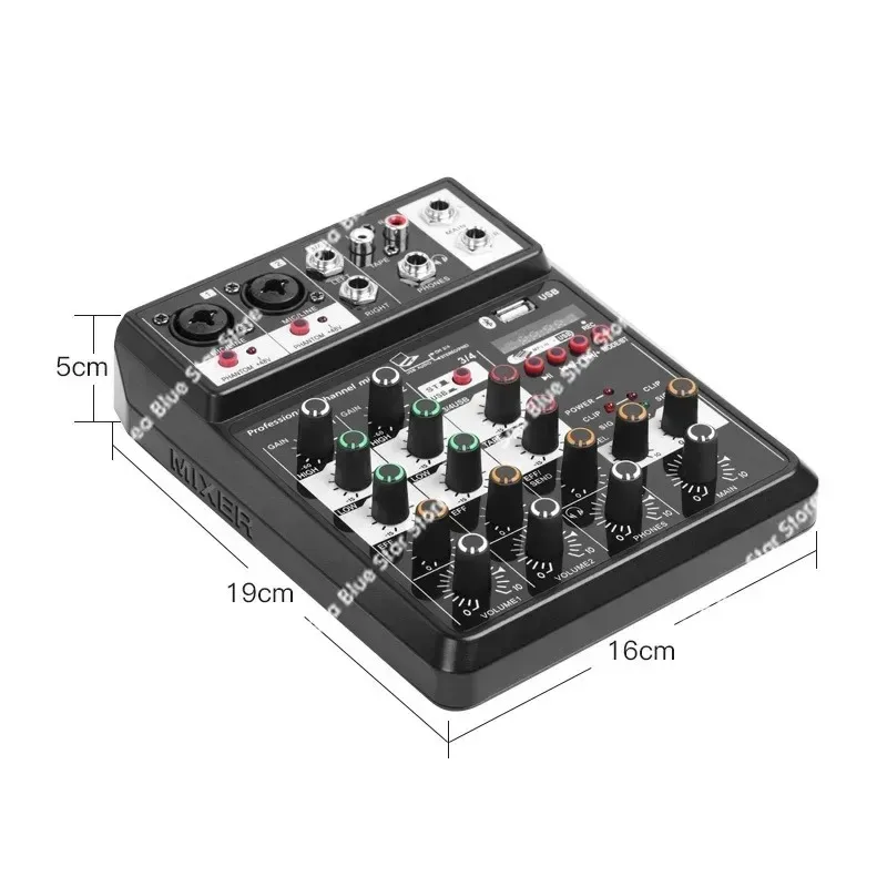 4-Way Mini Mixer Small with Reverb USB Bluetooth Home Recording Outdoor Live Broadcasting