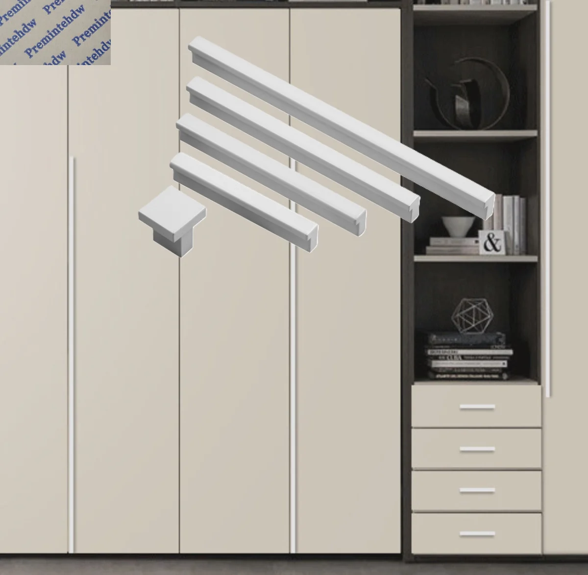 4Pcs Aluminum White Paint Lacquer L-shaped Cabinet Finger Pull Surface Mount Handle Kitchen Cupboard Furniture