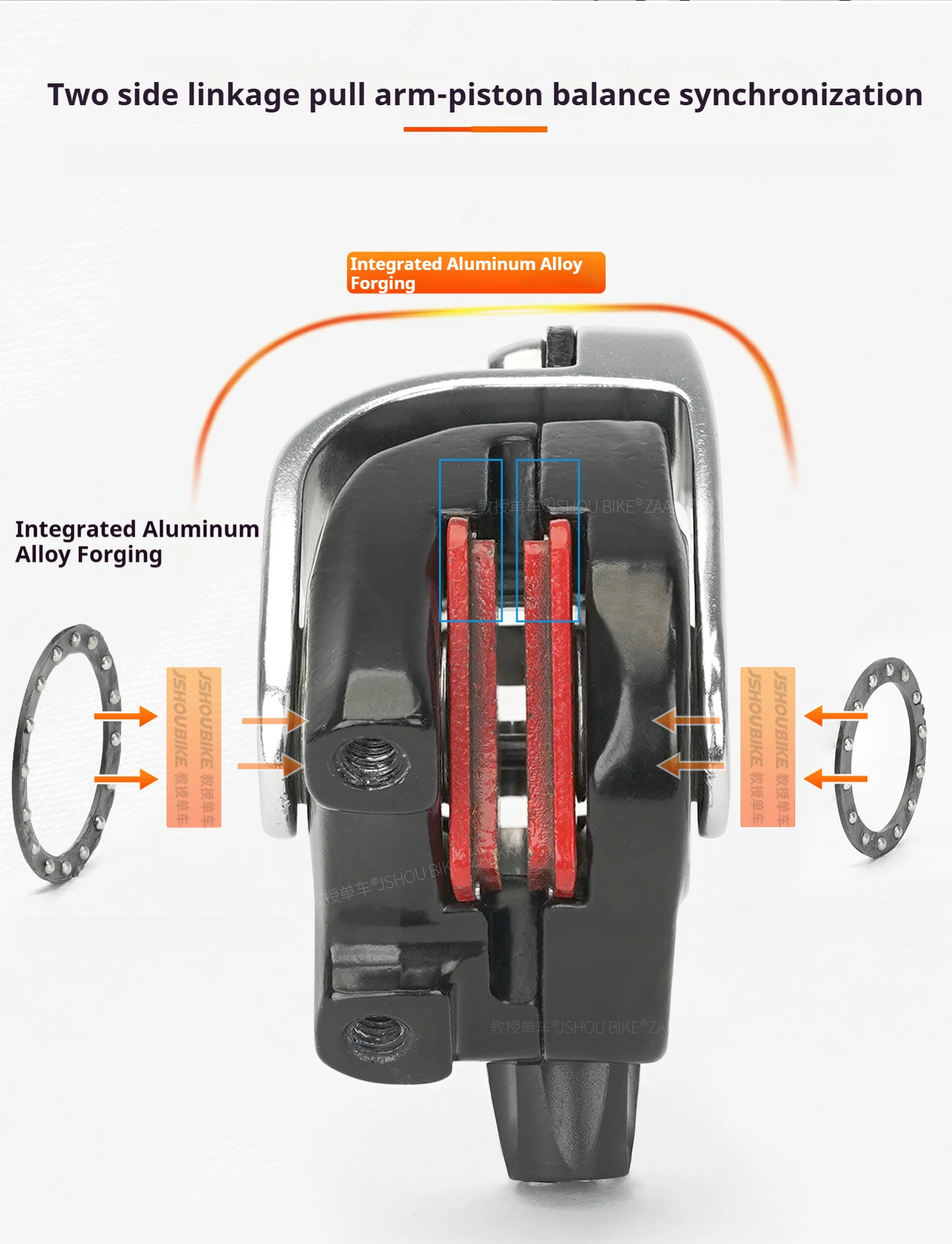 ZAAKR Mechanischer Bremssattel Modell C230-C235 Vergrößerter Kolben, leichtes Design für Fahrräder mit Flat-Mount- und Post-Mount-Befestigung – Detail 5