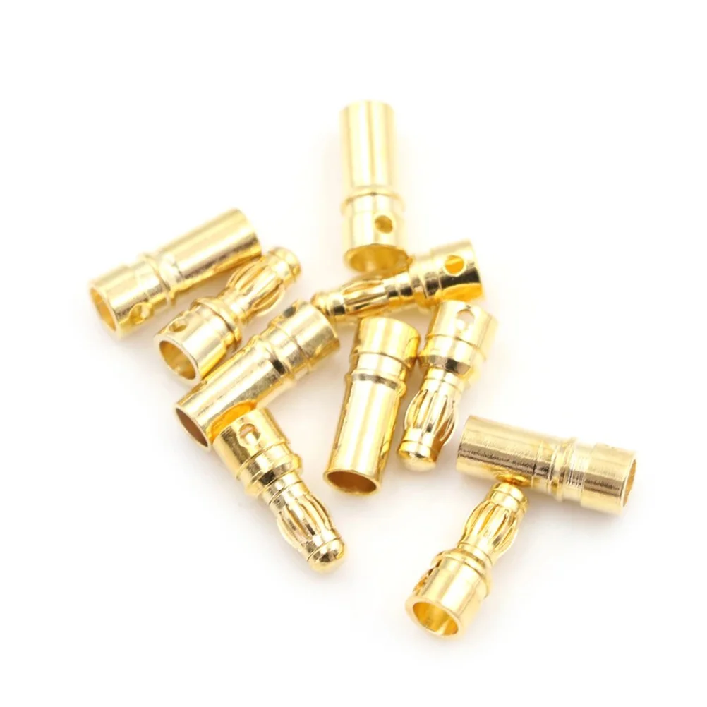 

10Pairs Durable Gold Plated Copper Banana Connectors for Rc Drone Esc Motor Low Flow