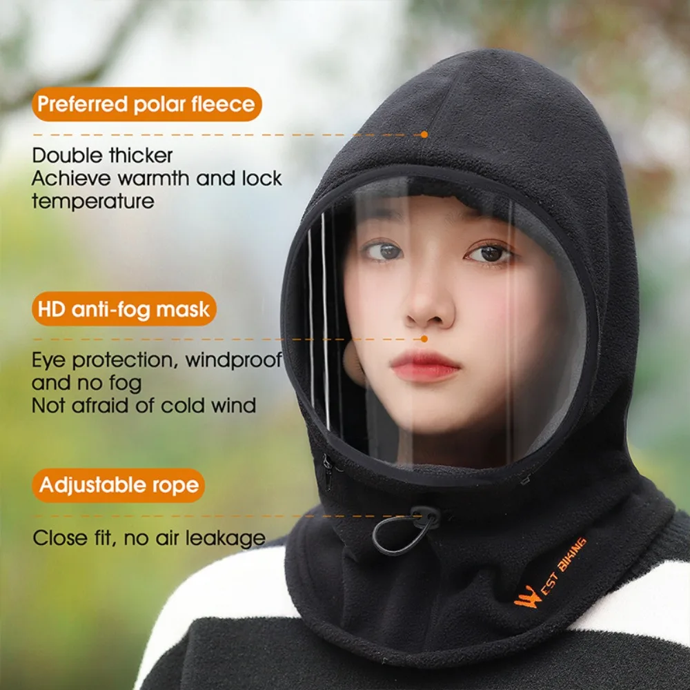 Soft Cycling Windproof Cap Polar Fleece Ski Mask Warm Pullover Hat Thermal Hat Scarf One-piece Winter Balaclava Sports