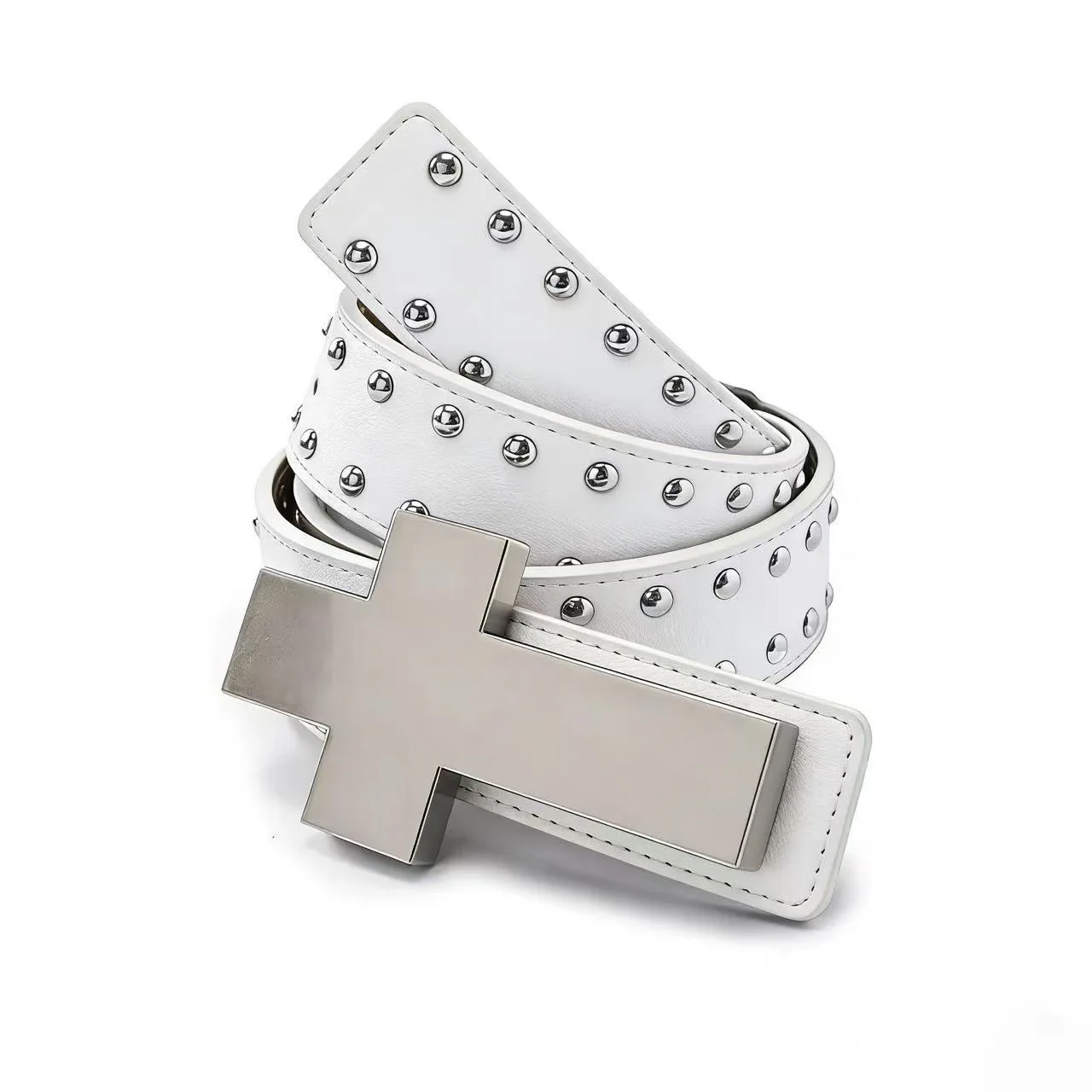 Punk Cross Belt for Men Women, Y2K Gothic Rivet Studded Belt, Hip Hop Streetwear Waist Belt for Jeans image 5