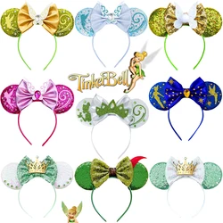 Disney Tinker Bell Headbands For Girls Butterfly Bow Vine Ears Hair Accessories Women Cosplay Wings Fairy Hairband Kids Carnival