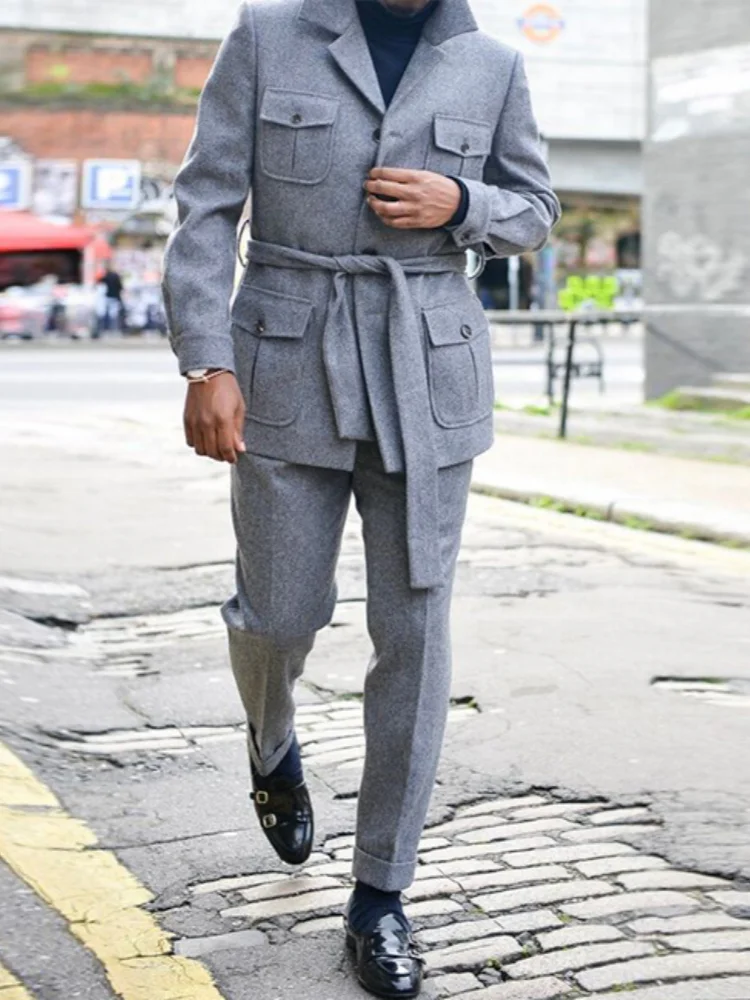 Mens High Waist Pleated Full Length Straight Leg Dress Pants Slim Fit Formal Long Bottoms