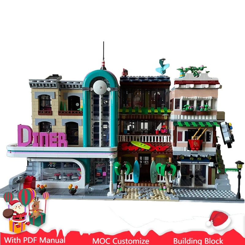 

Популярные 2339 шт. MOC модульный бар для серфинга и гриль, строительные блоки, образовательные сборочные кирпичи, детские игрушки, креативные рождественские подарки