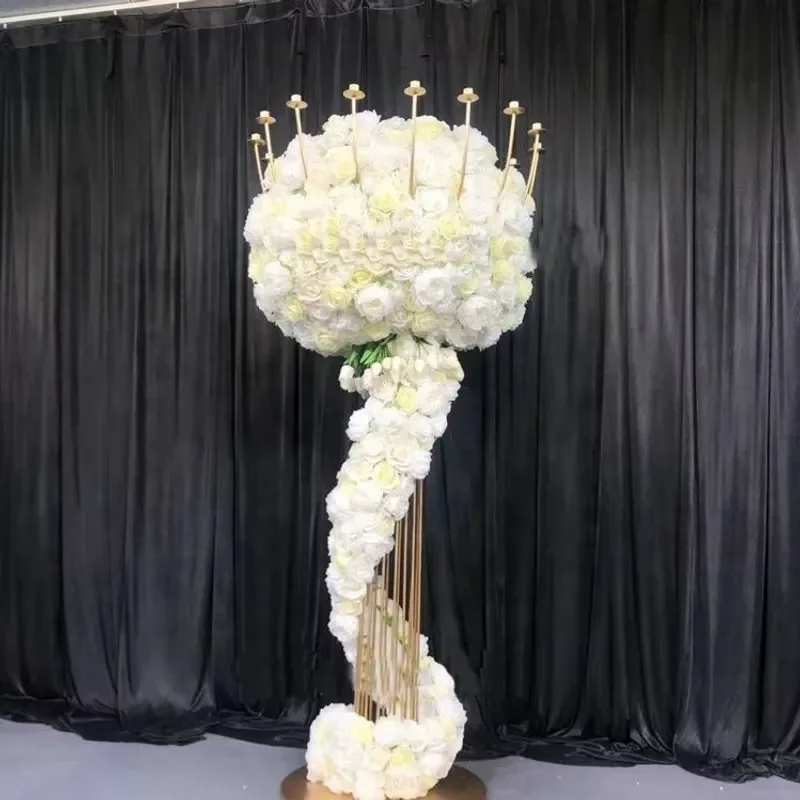 Vintage Metal Floor Candlestick 16 Head European Style Road Guide Stand for Outdoor Wedding Venue Decoration Flower Holder