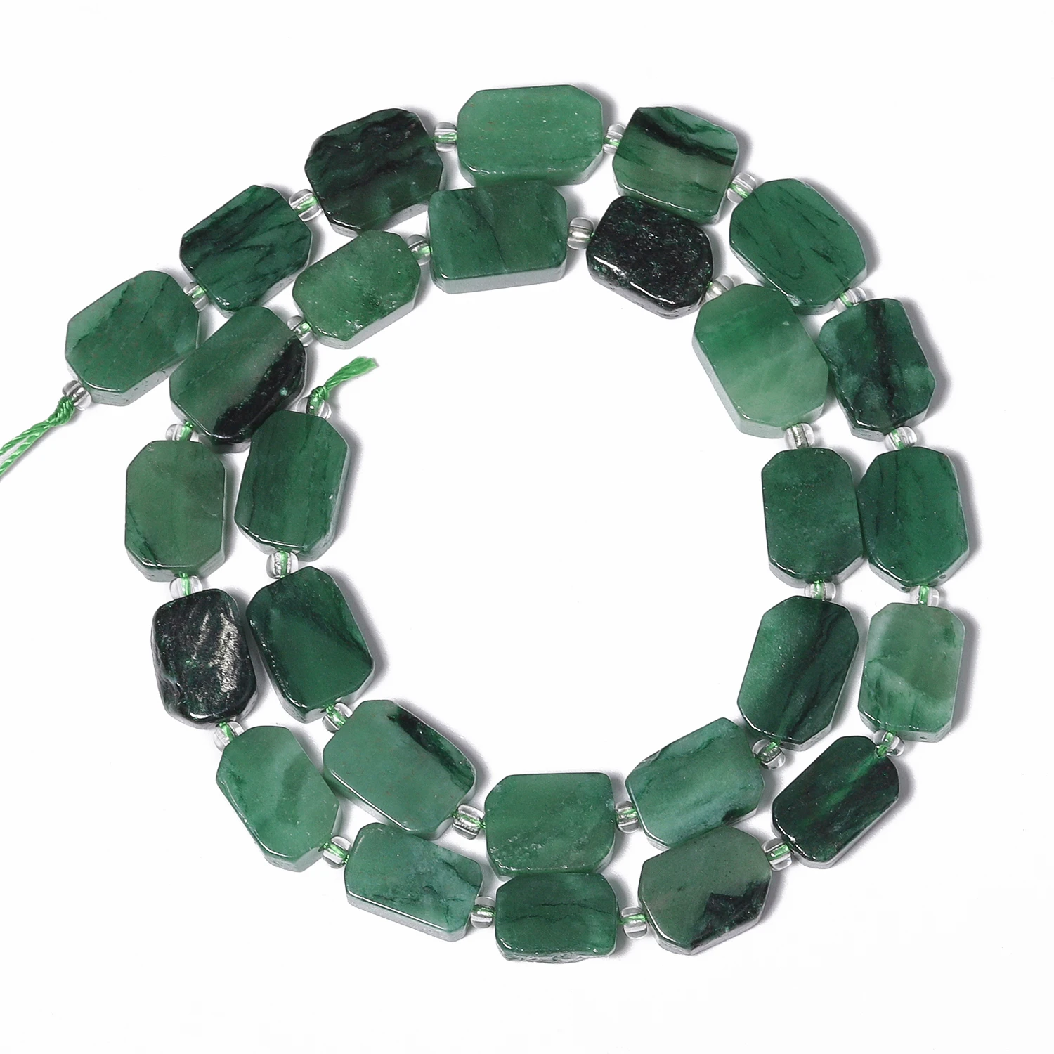 Gemas de Esmeralda verde Natural AAA de 12x8mm, cuentas de piedra con forma rectangular Irregular para fabricación de joyería, accesorios de pulsera Diy