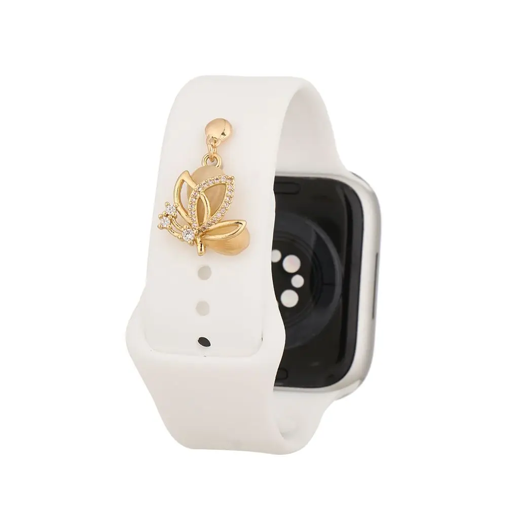 애플 워치용 실리콘 스트랩 금속 장식 못, 아이워치용 맞춤형 재미있는 장식 다이아몬드 펜던트 액세서리