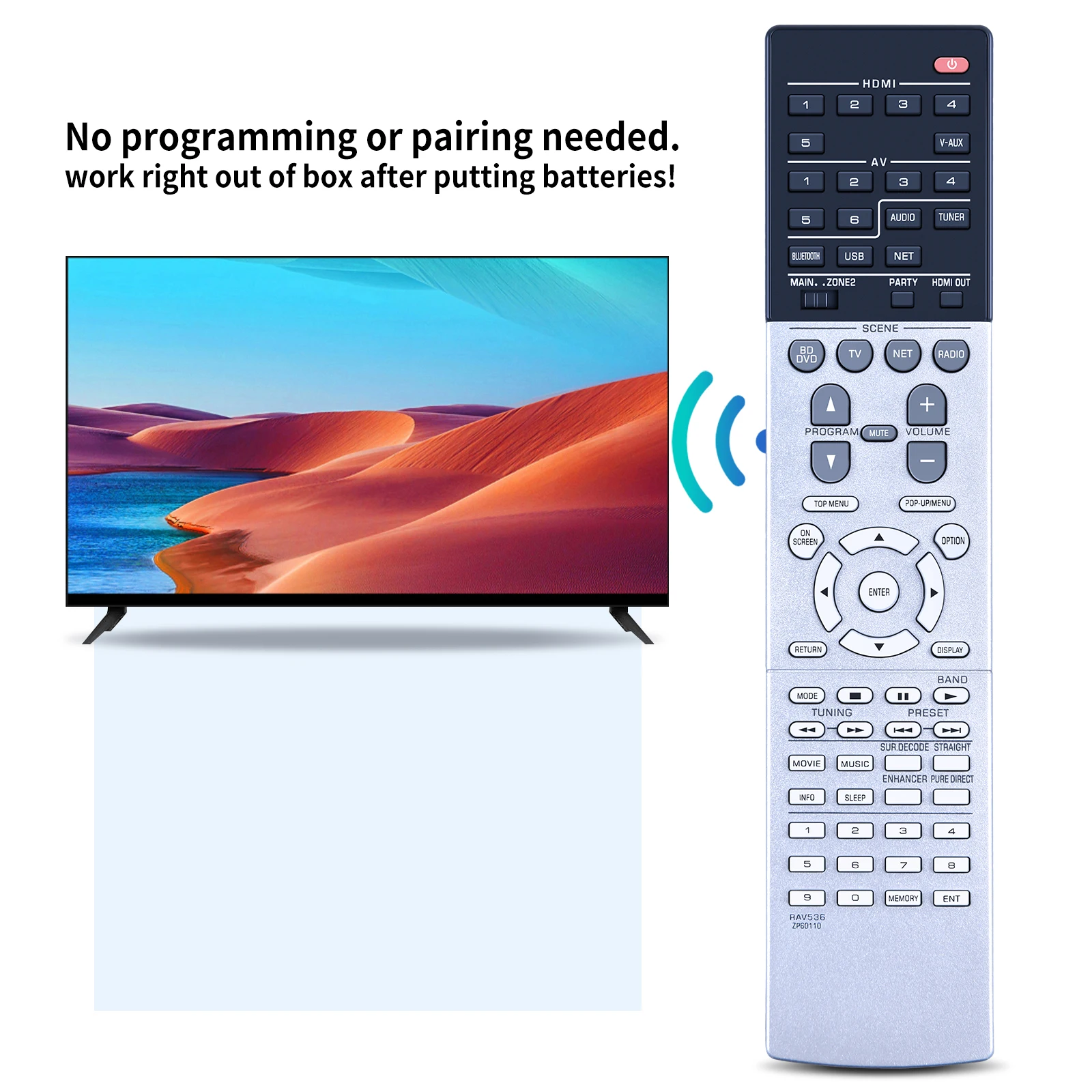 Remote control RAV536 ZP60110 for YAMAHA RX-V679 RX-V779 HTR-6068 TSR-7790BL AV Receiver