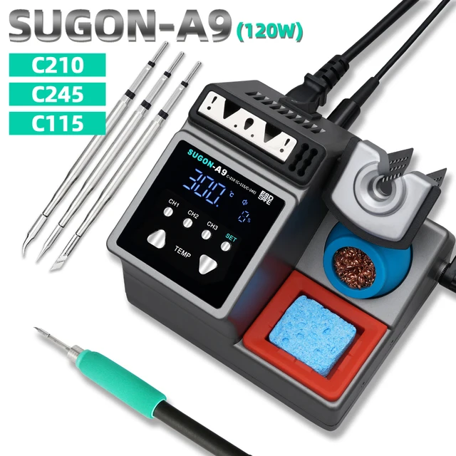 Stacja lutownicza SUGON A9 kompatybilna oryginalna końcówka lutownicza 210/245/115 uchwyt bezołowiowa elektroniczna stacja lutownicza do spawania
