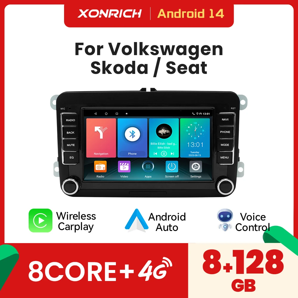 Wireless Carplay Auto Radio per Volkswagen VW Passat B6 B7 CC Tiguan Touran GOLF POLO 128GB Car Multimedia GPS 2Din Autoradio
