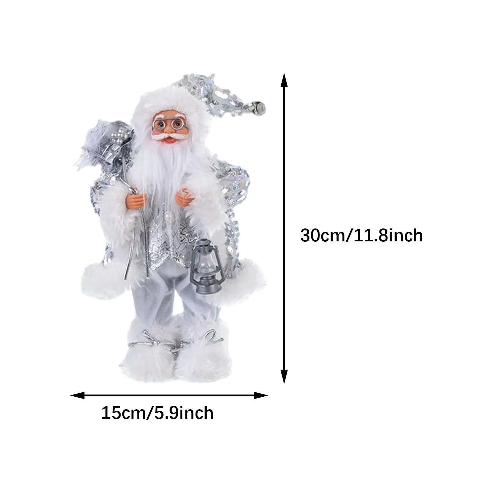 Santa Claus Figurine Statue,Shimmering Decor,Christmas Doll Santa Claus Christmas Figurine for Room Tabletop Outdoor Home