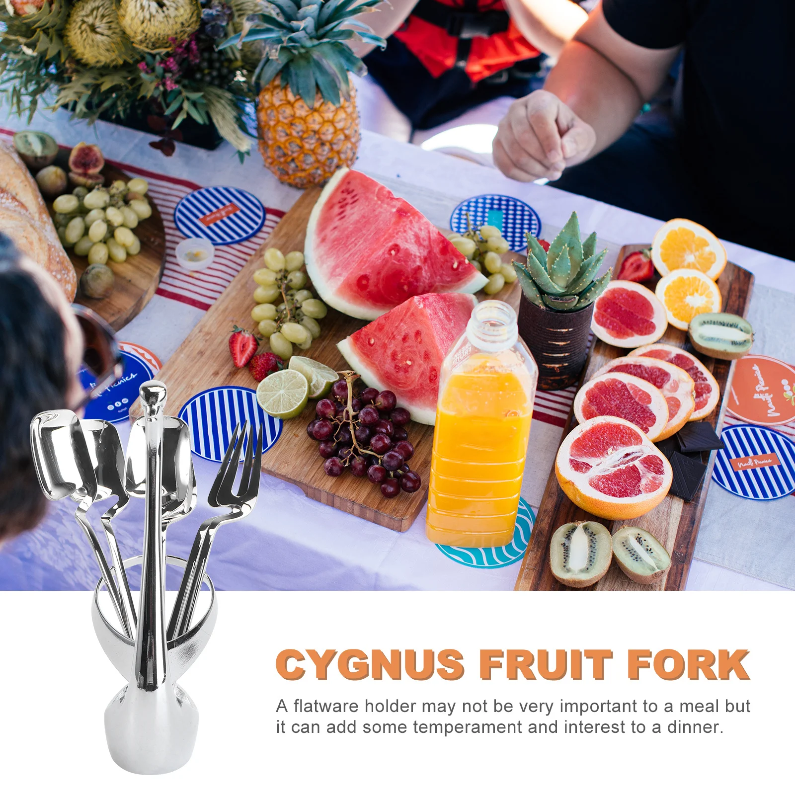 

Swan Fork Spoon Holder Dinnerware Set Anti-Rust Metal Holder for Fruit Dessert Flatware Elegant Table Accessory