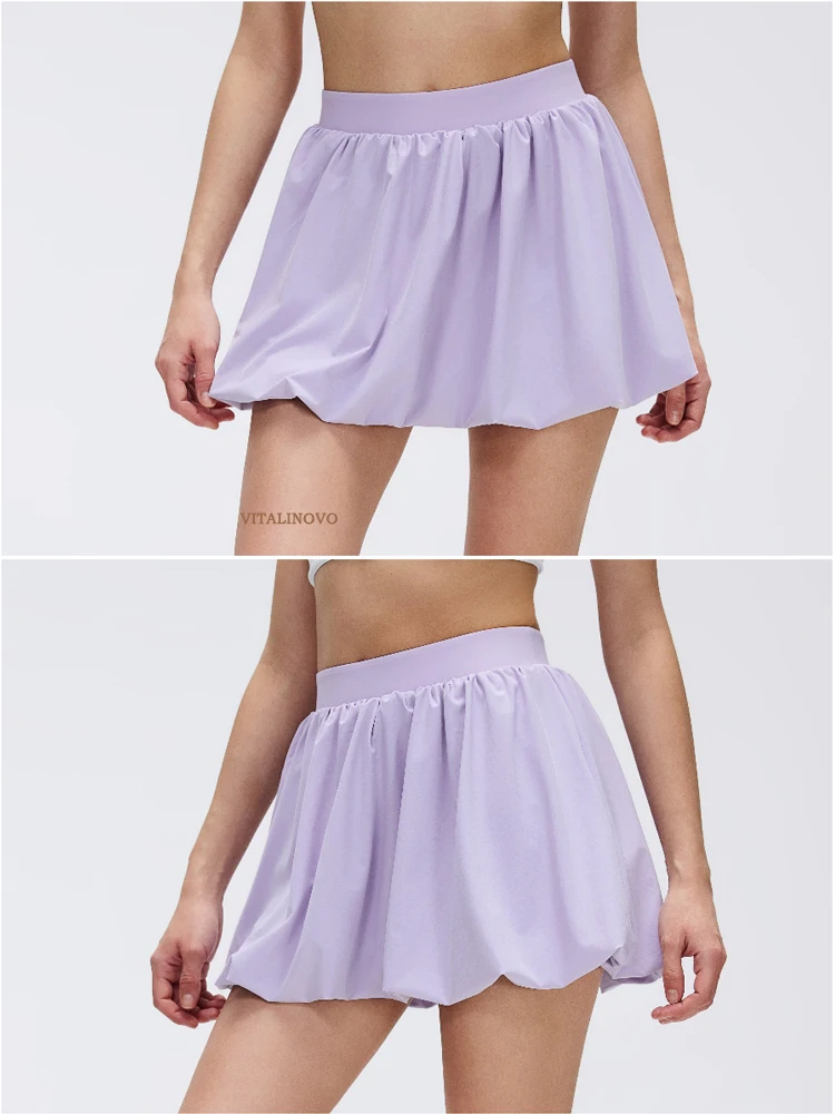 VITALINOVO Damen-Minirock, Skort, fließend, plissiert, hohe Taille, Rüschen, Tennisröcke für Damen, Blasensaum, sportlicher Skater, Golf – Detail 6