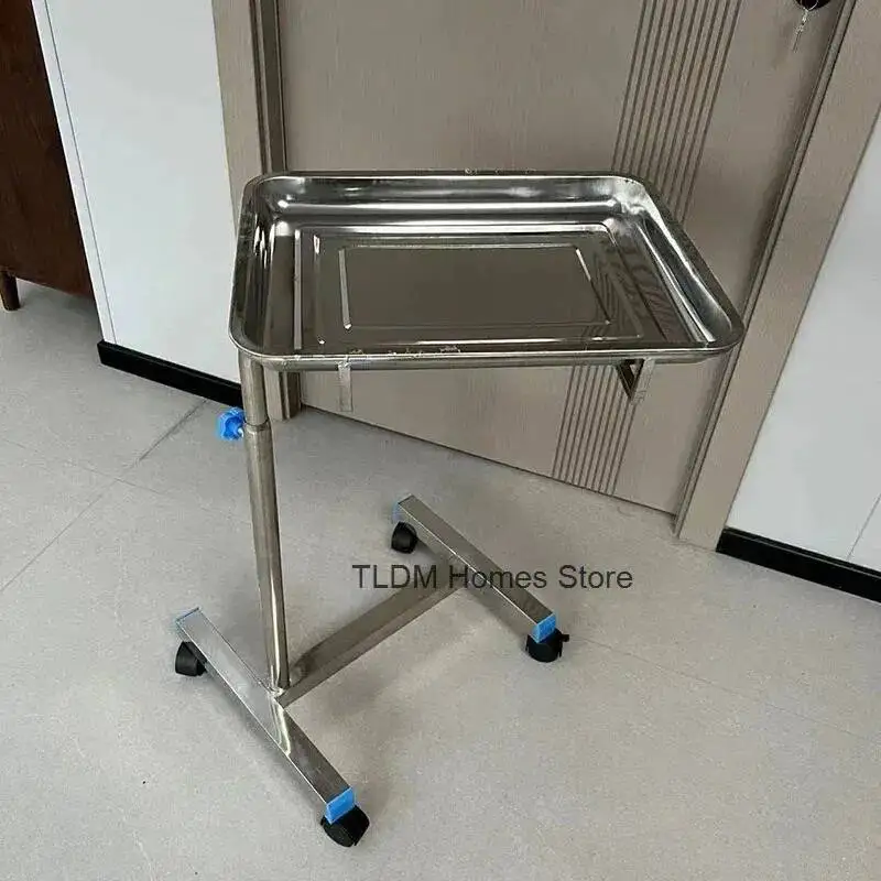 Thickened 304 Stainless Steel Auxiliary Cart with Wheels Multifunctional Medical Tray Rack Organizer Cart Medical Tool Trolley