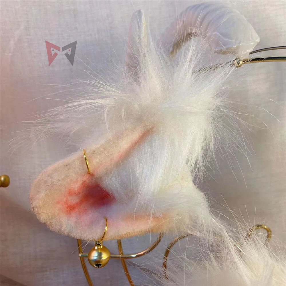 New Ovis Aries White Sheep Horns Ears Hair Hoop Cow OXHeadwear Bell Earrings Tail Christmas Costume Accessories