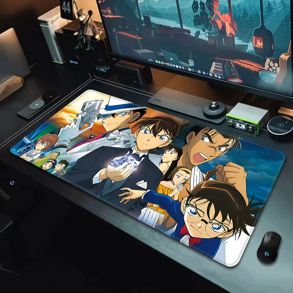 Imagem -04 - Detective Conan Non-slip Mouse Pad Anime Bonito Mousepad Impressão hd Gamers de Computador Bloqueio Borda Teclado pc Mesa Xxl90 x 40cm