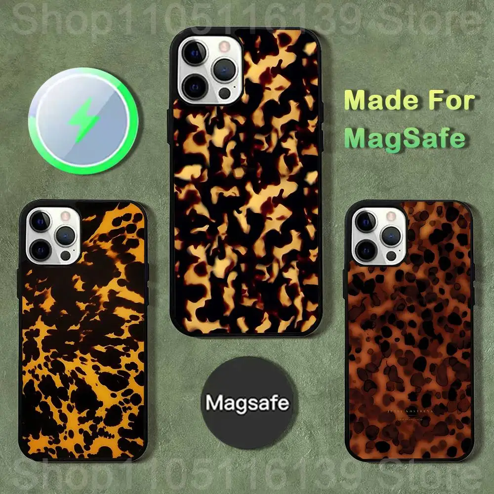 

Tortoise Shell Marble Phone Case For iPhone 17,16,15,14,13,12,11,Pro,Max,Plus,Mini,SE4,E Magnetic Magsafe Wireless Charging