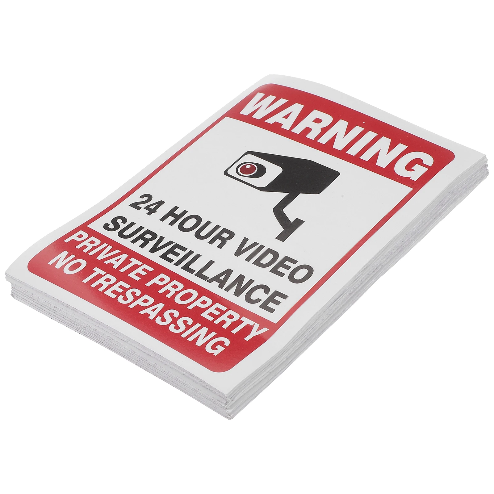 

50pcs 50 Sheets Security Sign Home Sticker Warning Recording Decal Private Area Safety Traffic Sign