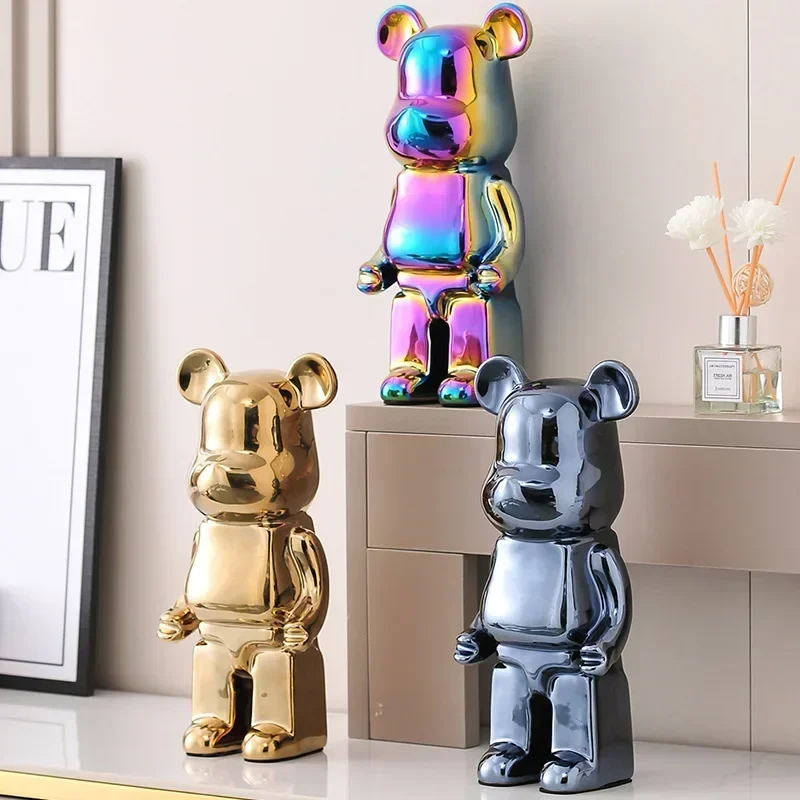 

28cm Aesthetic Bear Figure Ceramics Violent Bear Statues Figurine Sculptures Decor Luxury Living Room Decoration Home Ornament