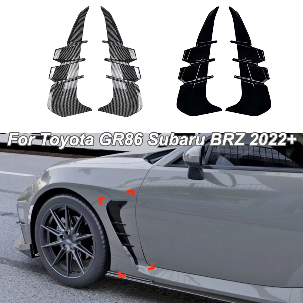 Glossy Black Front Fender Side Air Vent Spoiler Car Body Kit Sticker Modification For Toyota GR86 Subaru BRZ 2022+