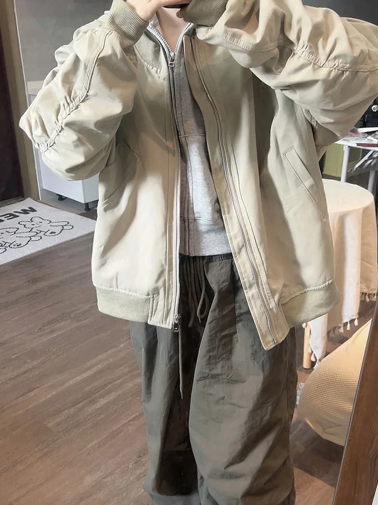 Kurtki baseballowe z literą M damskie codzienne młodzieżowe odporne na plamy puchowe zapinane na zamek odzież sportowa uniform baseballowy imitacja dwuczęściowej letniej odzieży Y2K