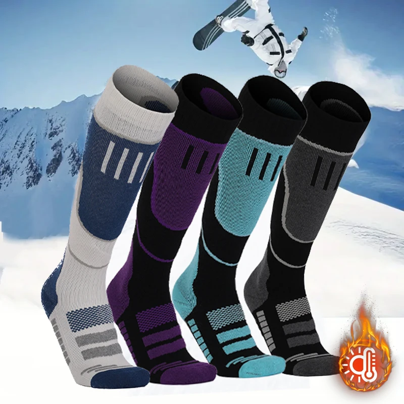 

1/2 Pairs Winter Ski Snow Cold Weather Thermal Knee-high Warm Sock Knitted Cotton Sport Socks Stockings for Outdoor Snowboarding