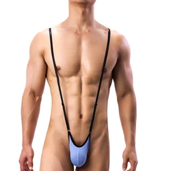 Men Sexy G-String Thong Jumpsuit Jockstrap Bulge Pouch Briefs Suspender Bodysuit Underwear Adjustable Leotard