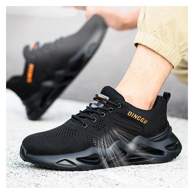 mens fashion breathable steel toe caps work safety shoes summer worker boots tooling security sneakers foot protect man footwear