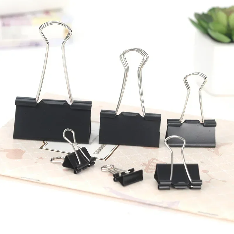 10PCS Metal Paper Clip Foldback Metal Binder Clips Black Grip Clamps Paper Document Office School Stationery 19 25 32 41 51mm