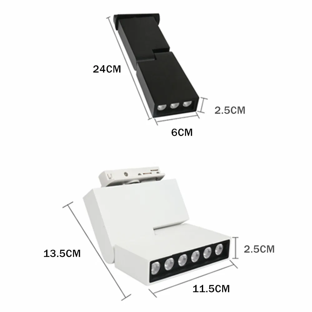 مصباح مسار LED قابل للتعديل ، أضواء كاشفة قابلة للطي ، ضوء السكك الحديدية ، أضواء السقف ، مصابيح بقعة ، غرفة داخلية ، مخزن ، غرفة نوم ، 6 واط ، 12 واط