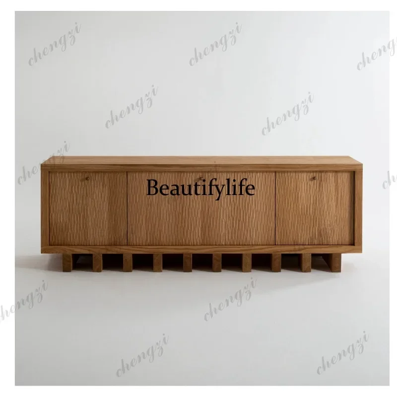 9344 Designer solid wood pattern drawer dining side cabinet retro living room locker TV cabinet