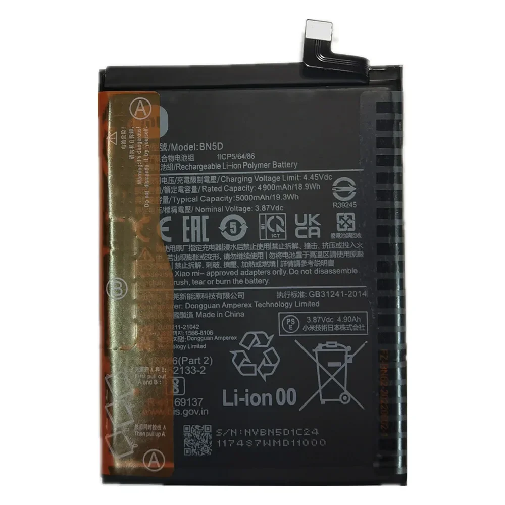 2024 anni batteria originale BN5D per Xiaomi Redmi Note 11 S 11 S 4G / M4 Pro M4Pro 4G 5000mAh batteria del telefono batterie Bateria