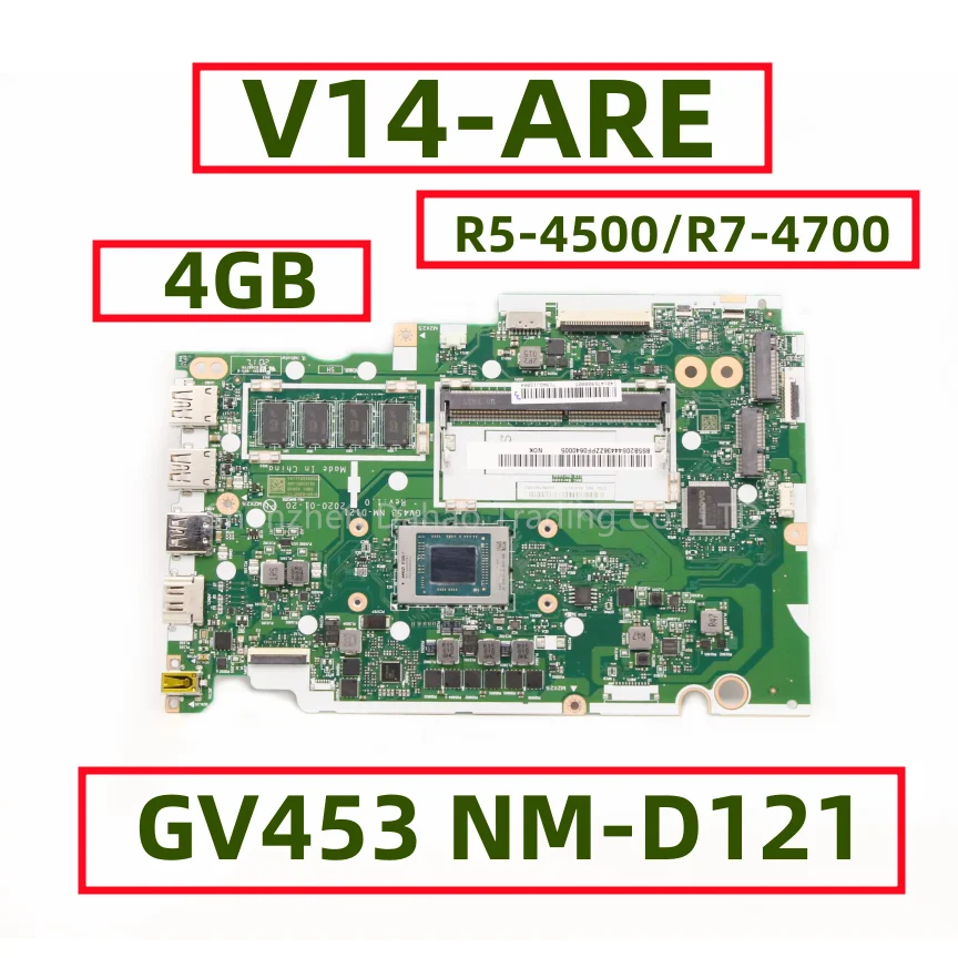 GV453 NM-D121 สําหรับ Lenovo V14-ARE แล็ปท็อปเมนบอร์ด R5-4500 R7-4700 CPU 4GB RAM 5B20S44436 5B20S44435 5B20S44433 5B20S44434