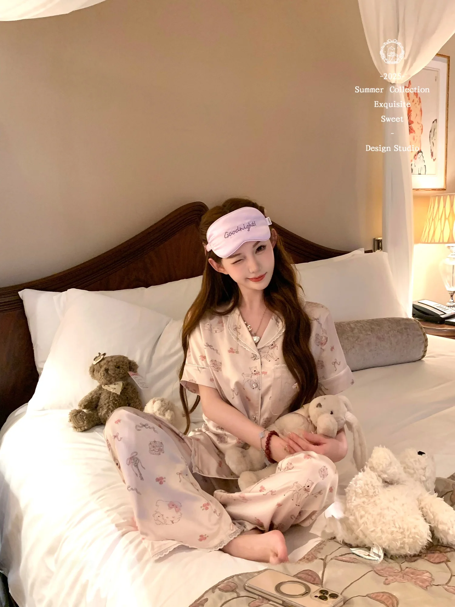 Catyears Pearl  Sensation Smooth Cool Feeling Sleepwear Set Women's Home Clothes Summer Cartoon Cute Style Loose Fit