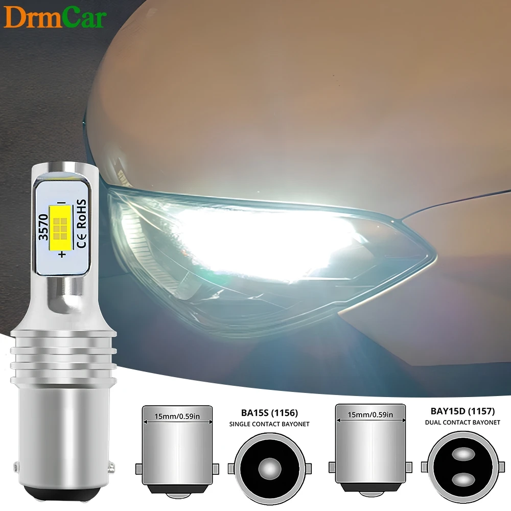

2/4pcs 1156 BA15S 1157 BAY15D T20 3570 6500K Car Daytime Running Lights LED Chip Headlight Fog Brake Reverse Lamp Front Lighting