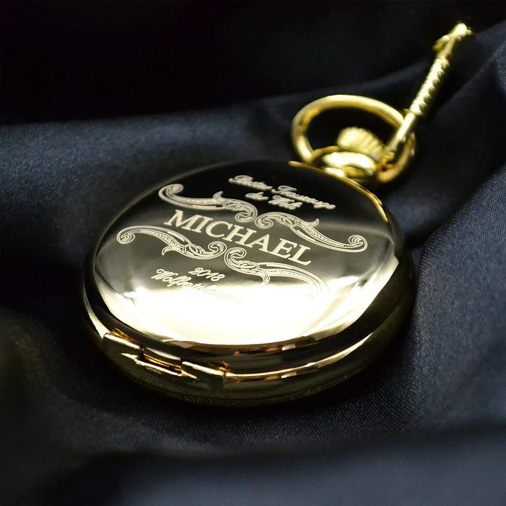 Best Man Gifts Personalized Pocket Watch With Chain Engraved Monogram Custom Watch Groomsmen Proposal Wedding Party Usher Favors