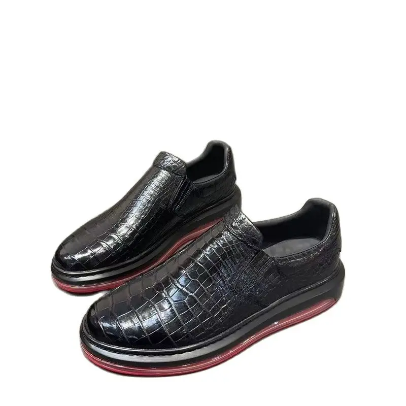 

BATMO 2023 new arrival Fashion crocodile skin causal shoes men,real leather snakers PDD232