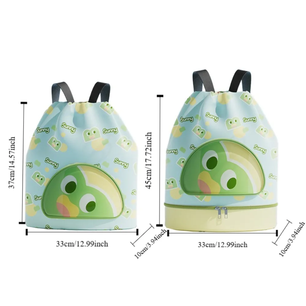 Sac de natation étanche de grande capacité pour enfants, séparation sèche et support, sac à dos de natation de dessin animé, sac de rangement d'animaux mignons