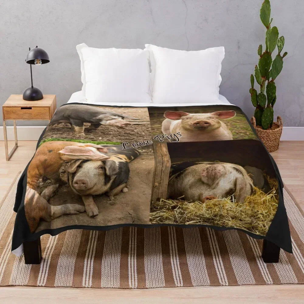

Love Pigs Throw Blanket Soft Home Decor Blanket for Couch Bedroom
