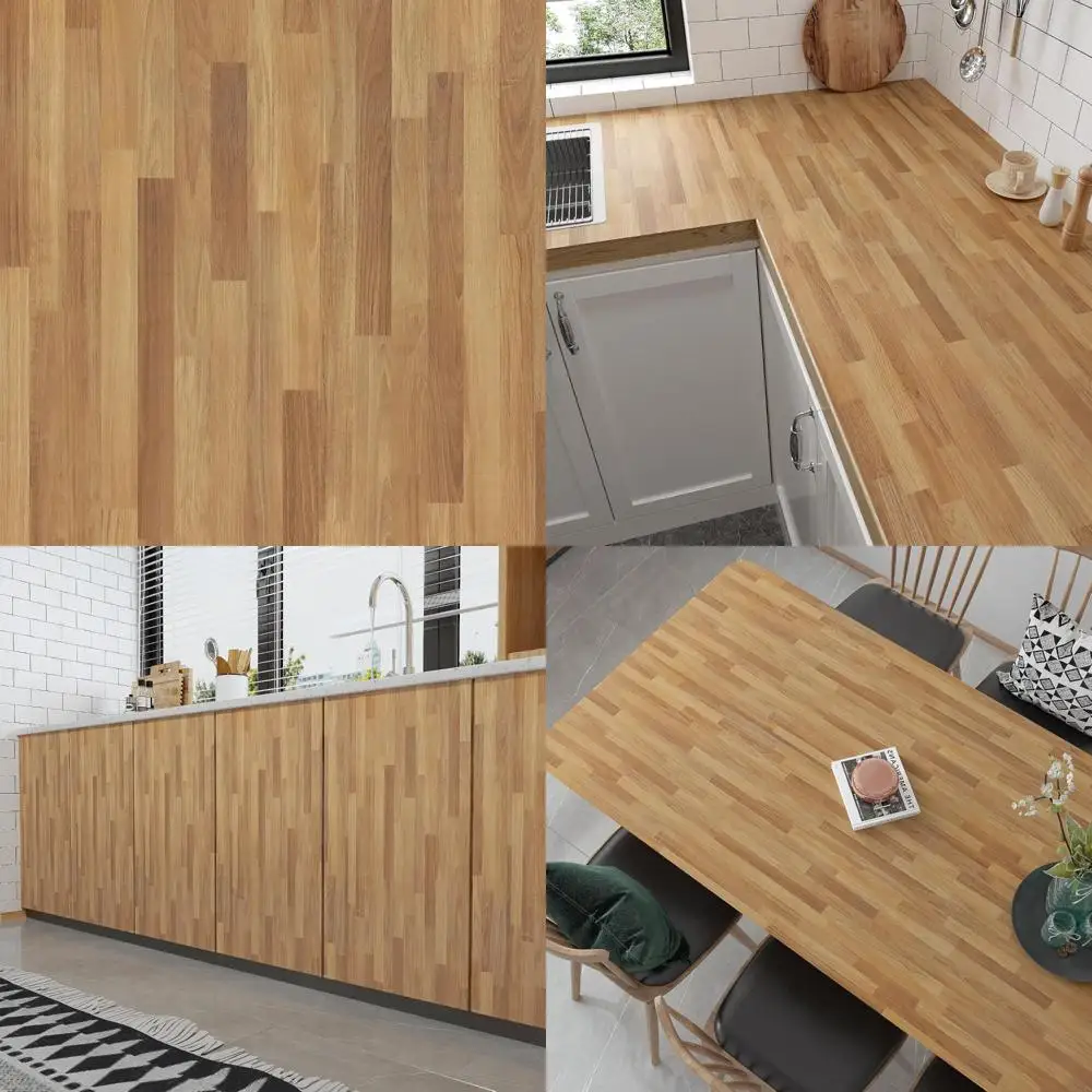 غطاء كونترتوب كبير من الفينيل والحبوب الخشبية المقاومة للماء، قابل للتقشير واللصق للخزائن، مقاس 32 × 354 بوصة، نمط كتلة الجزار