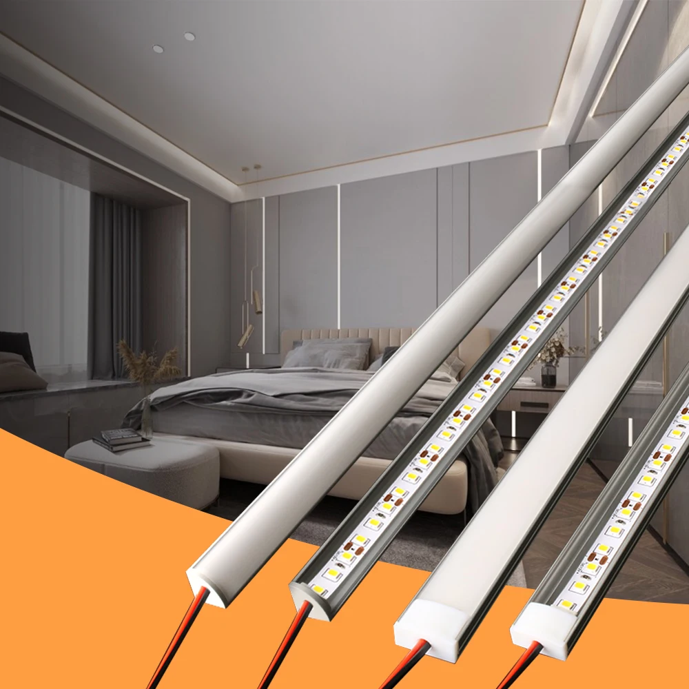 

2-10PCS 0.5m Silver Aluminum Profile DIY LED Bar Light Channel Holder Milky Cover Cabinet Closet Linear Strip Light for ceiling