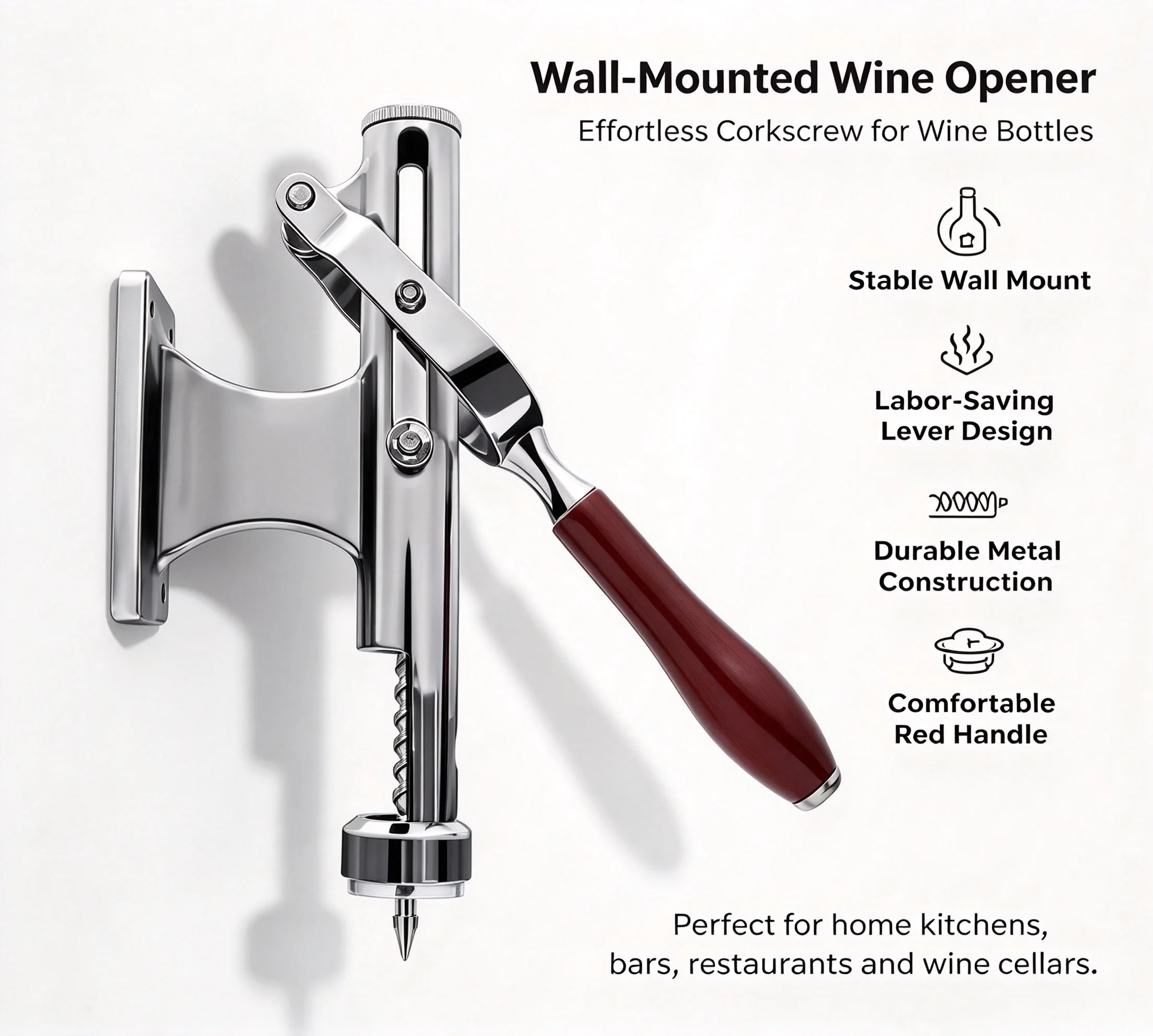 Semi-Automatic Red Wine Bottle Opener, Table & Wall Mount Dual Use Luxury Wine Opener Wholesale