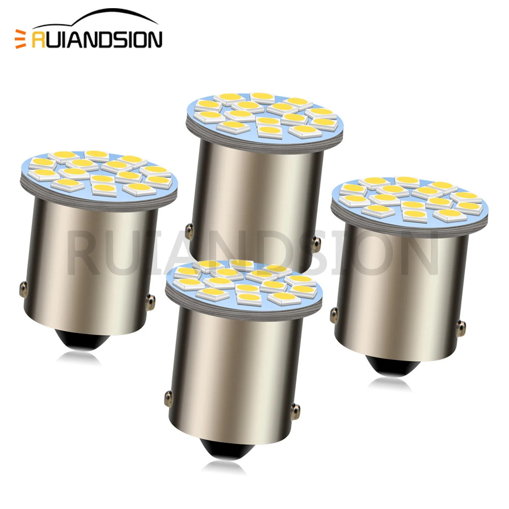 1156 Ba15s For Car LED Bulbs Turn Signal Light 6V 12V 15SMD 3030 Amber White Lemon Yellow Brake Reverse Parking Lamps No-polar