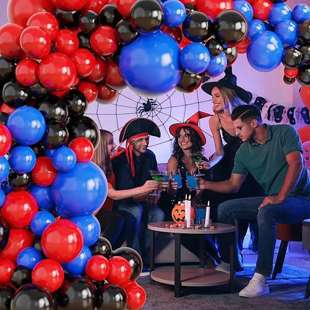 114pcs Red Black Blue Latex Balloons Garland Arch Kit for Kids Spider Hero Theme Birthday Party Decoration Spidy Globos Supplies - view 2