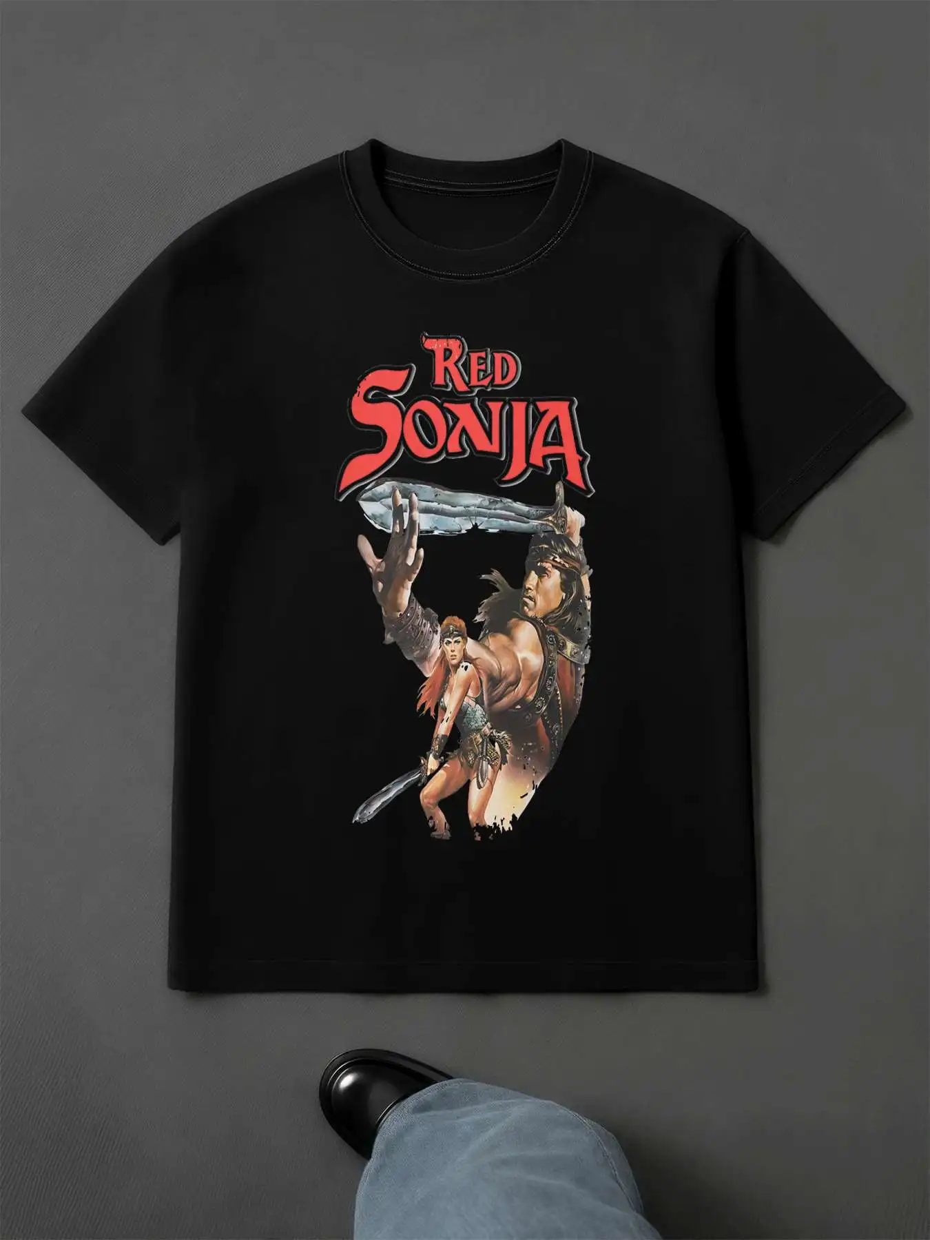 الأحمر سونجا فيلم نمط التي شيرت الرجال 220gsm جديد الصيف عادية طاقم الرقبة القطن الخالص قصيرة الأكمام تي شيرت