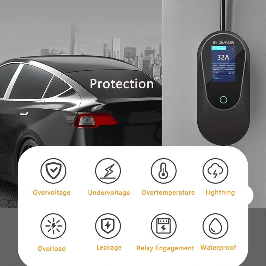 

22KW 32A Type2 EV Charger Portable Electric Vehicle Charger EVSE Charging Cable WiFi Bluetooth APP Control 3Phase