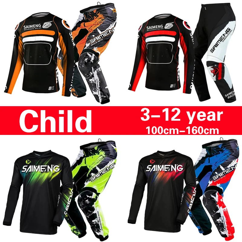 

Джерси и штаны для мотокросса, детская одежда для больших мальчиков и девочек, детский мотоциклетный гоночный костюм, комплект снаряжения, гоночный костюм, молодежный мотоцикл mx