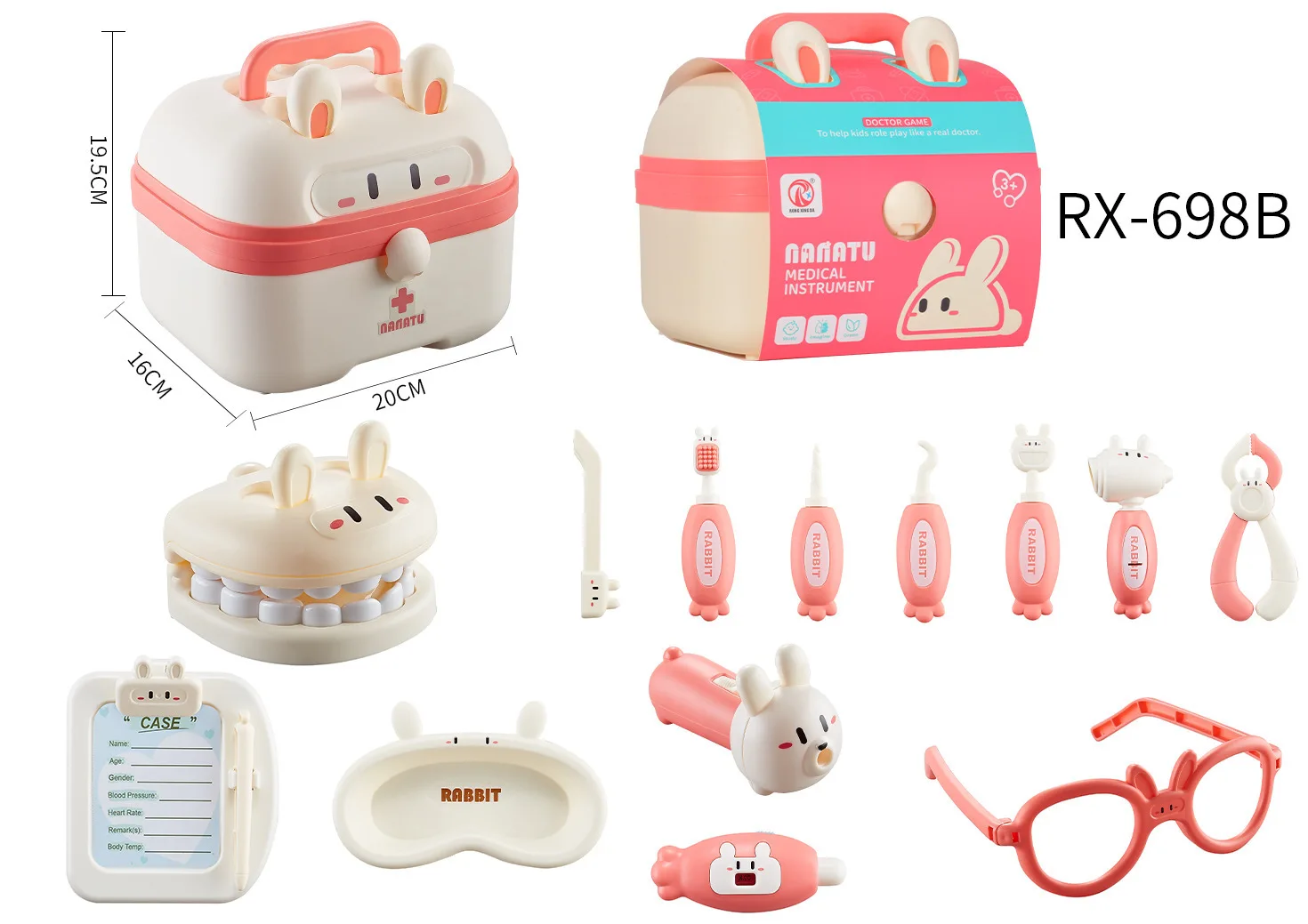 Nana Rabbit-equipo médico y conjunto familiar para niños, estetoscopio de inyección de enfermera, juego interactivo para interiores, regalo de juguete para bebés